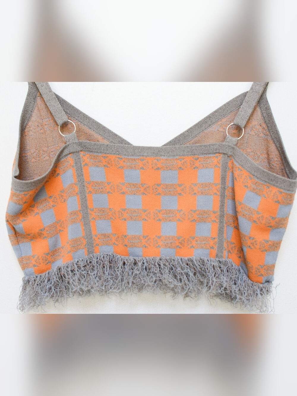 NEW Baum und Pferdgarten Cypres Gingham Fringe Tank Top Crop Orange Blue Size L - Picture 8 of 10